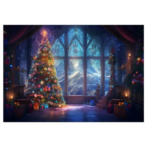 210X150cm Background Cloth Winter Christmas Tree Children'S Multifunctional Photography Background Cloth,Model 7981