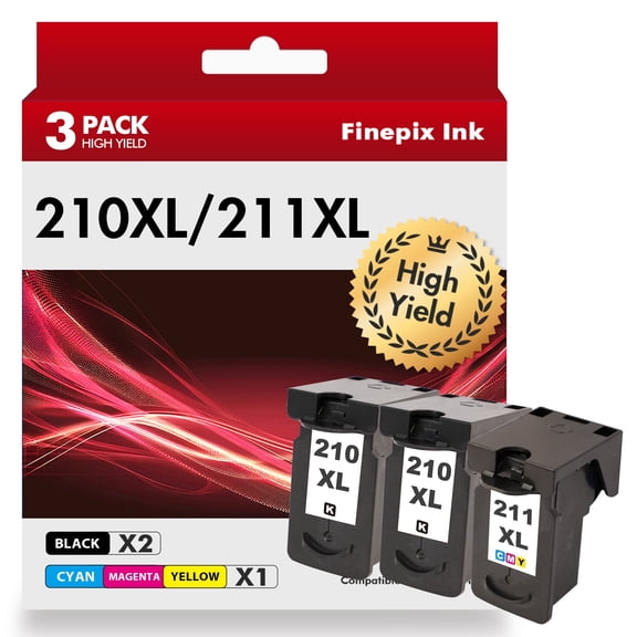 210XL 211XL Ink Cartridges Compatible for Canon 210 211 PG-210XL CL-211XL Combo Pack for PIXMA MX350 IP2700 IP2702 MP250 MP280 MP270 MP240 MP495 MX410 Printer (3 Pack, Black x 2, Tri-color)