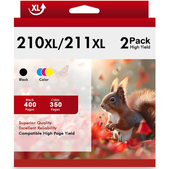 210XL 211XL Ink Cartridges Compatible for Canon 210 211 PG-210XL CL-211XL Printer Ink Combo Pack for PIXMA MX350 IP2700 IP2702 MP250 MP280 MP270 MP240 MP495 MX410 (2 Pack, Black, Tri-color)