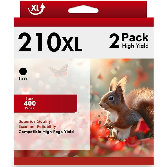 210XL 211XL Ink Cartridges Compatible for Canon 210 PG-210XL Printer Ink for PIXMA MX350 IP2700 IP2702 MP250 MP280 MP270 MP240 MP495 MX410 (2 Pack, Black x 2)