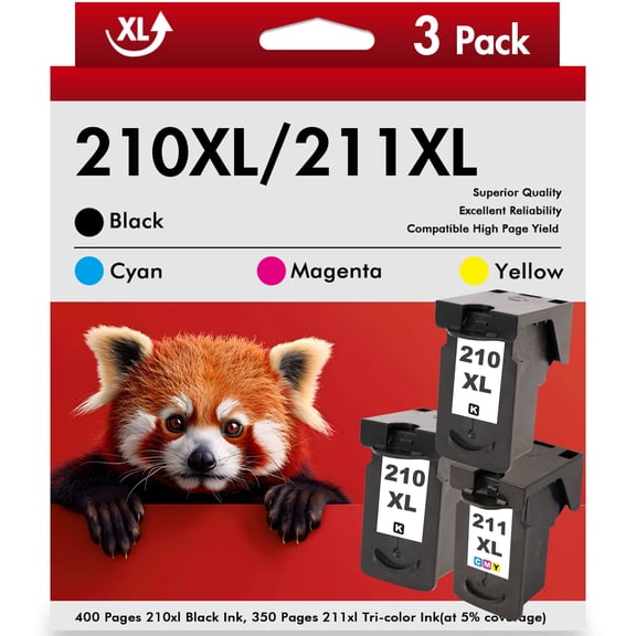 210XL 211XL Ink Cartridges Compatible for Canon PG-210XL CL-211XL Combo Pack for PIXMA MX350 IP2700 IP2702 MP250 MP280 MP270 MP240 MP495 MX410 Printer (3 Pack, Black x 2, Tri-color)
