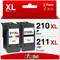 210XL Ink Cartridge for Canon 210XL Black Ink for Canon 210XL 211XL Combo Pack for Canon PIXMA MP250 MP240 MX340 MX410 MP490 MP280 IP2700 IP2702 Printer (Black, Tri-Color)