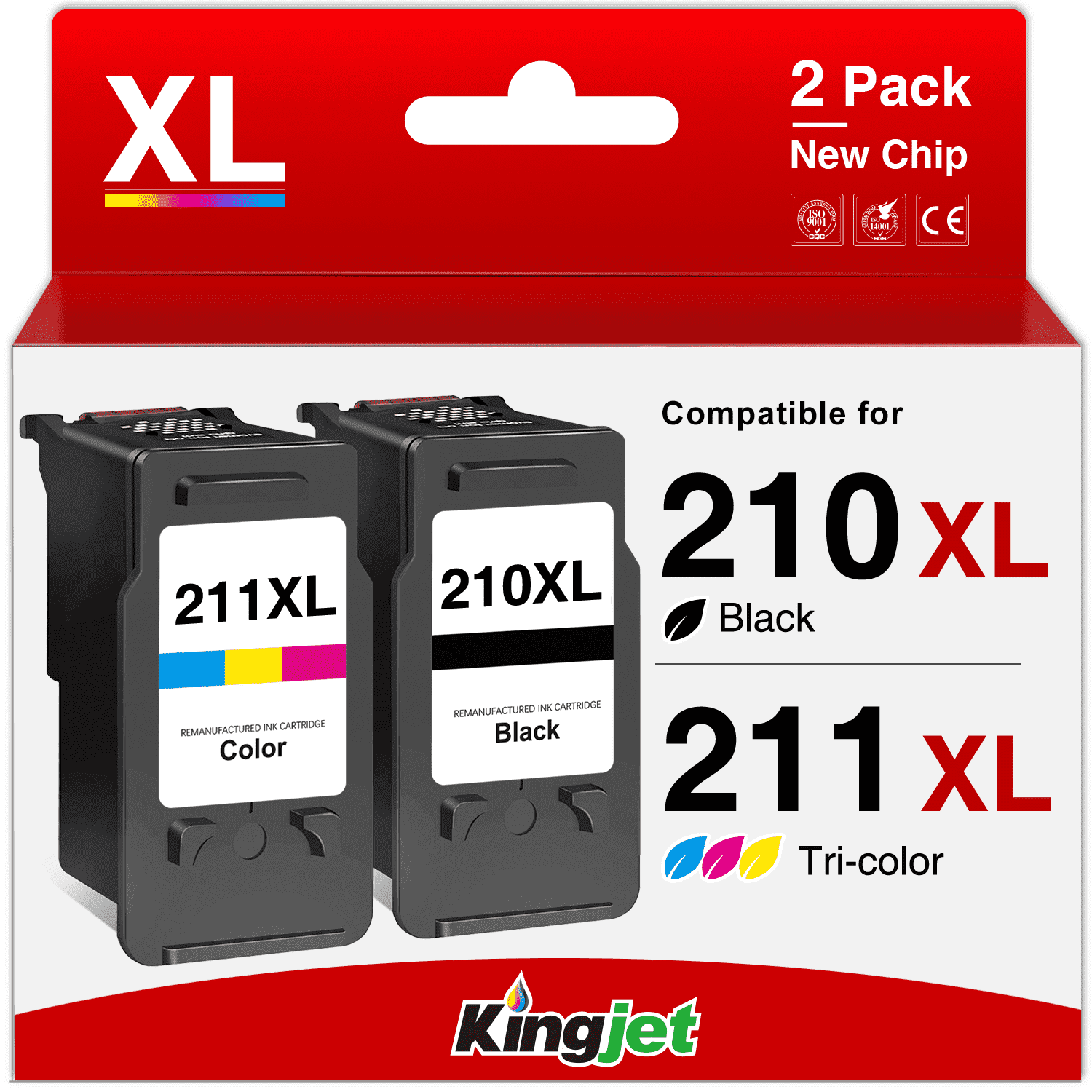210XL Ink Cartridge Compatible for Canon 210XL 211XL Combo Pack for Canon Ink 210XL and 211XL (Black, Tri-Color)