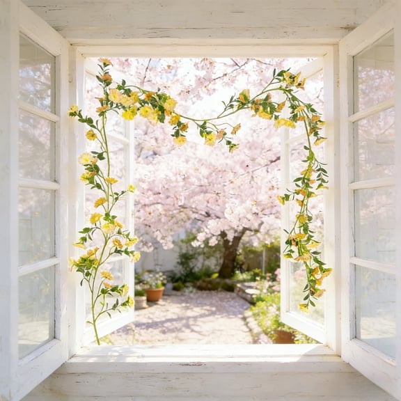210cm Artificial Flower Vine Garland, Fake Floral Vines for Staircase, AC Duct Cover & Wedding Decor (6 Colors Available)