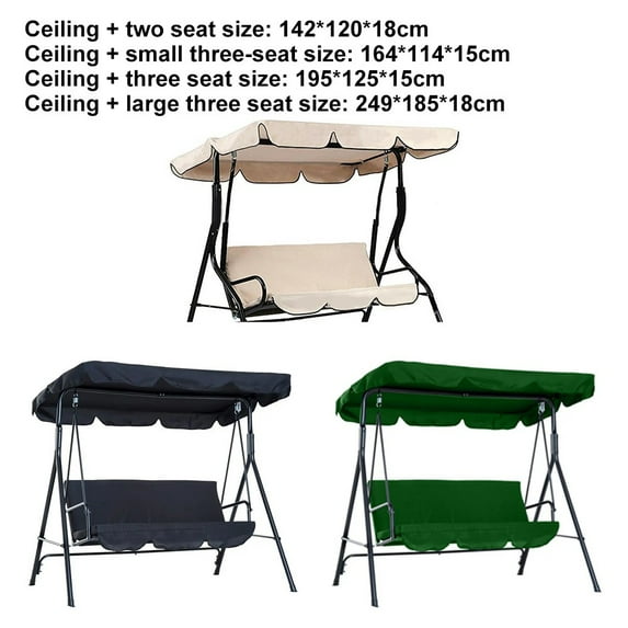 210d Outdoor Swing Canopy Cover Sun Canopy Cover Courtyard Rainproof Swing Cover Black Large Three-Seater Smile Home