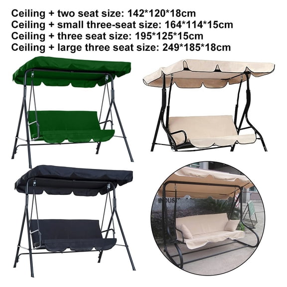 210d Outdoor Swing Canopy Cover Sun Canopy Cover Courtyard Rainproof Swing Cover Dark Green Small Three-Seater Smile Home