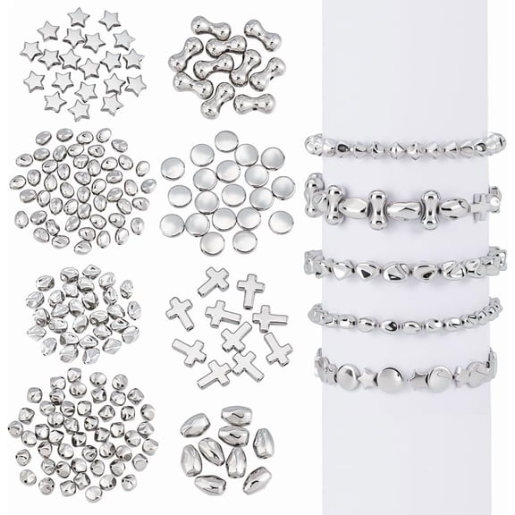 210pcs 8 Styles Metallic Beads 8~16mm Plastic Irregular Beads CCB Craft Bead Star Teardrop Peanut Loose Spacer Bead for DIY