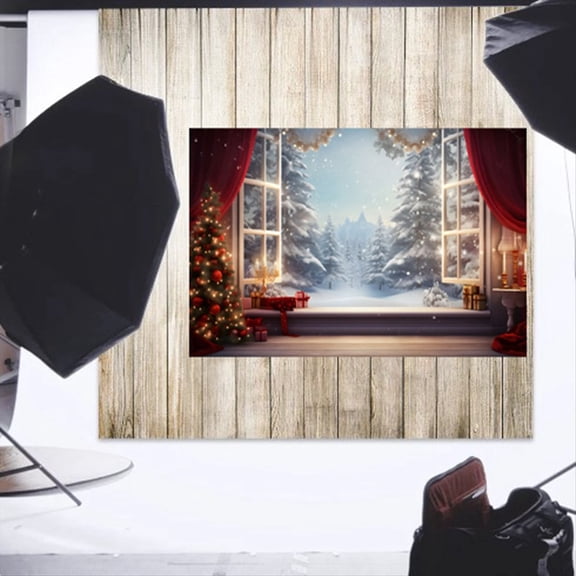 210x150cm Christmas Background Cloth Christmas Window Children Photo Studio Photo Photography Backdrops,C,1 x Photography Cloth