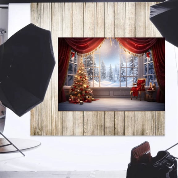 210x150cm Christmas Background Cloth Christmas Window Children Photo Studio Photo Photography Backdrops,D,1 x Photography Cloth