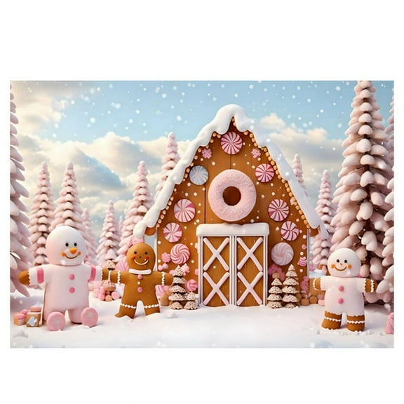 210x150cm Christmas Gingerbread Gingerbread House Candy House Photography Backdrops Birthday Party Decoration,B,1 x Photography Cloth
