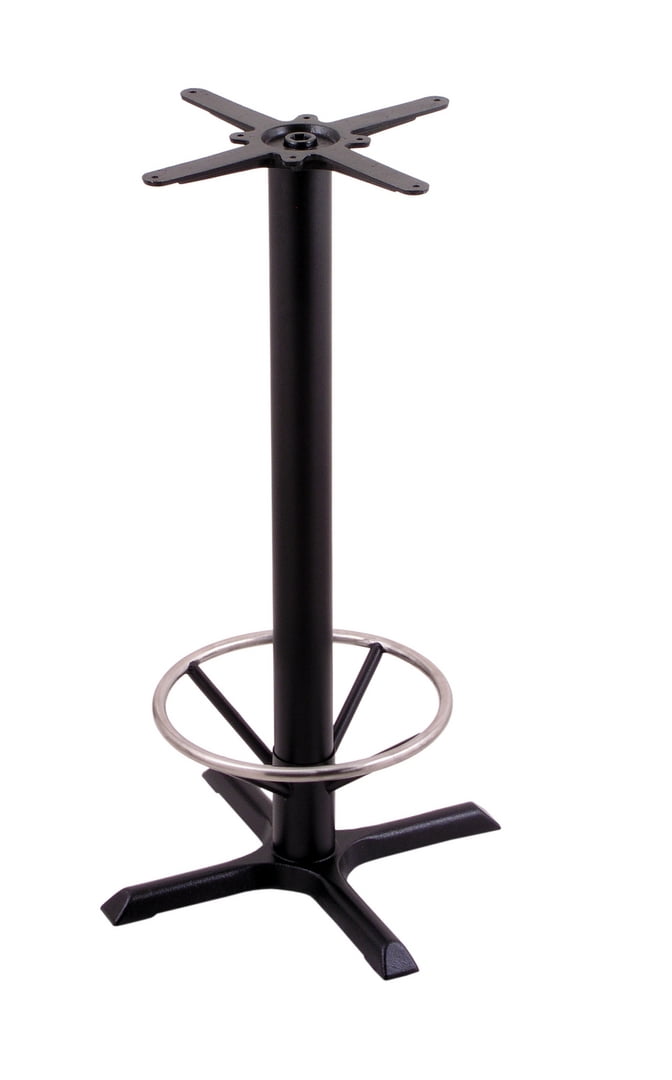 Holland Black Cast Iron and Steel Bar Table Base with Chrome Foot Ring