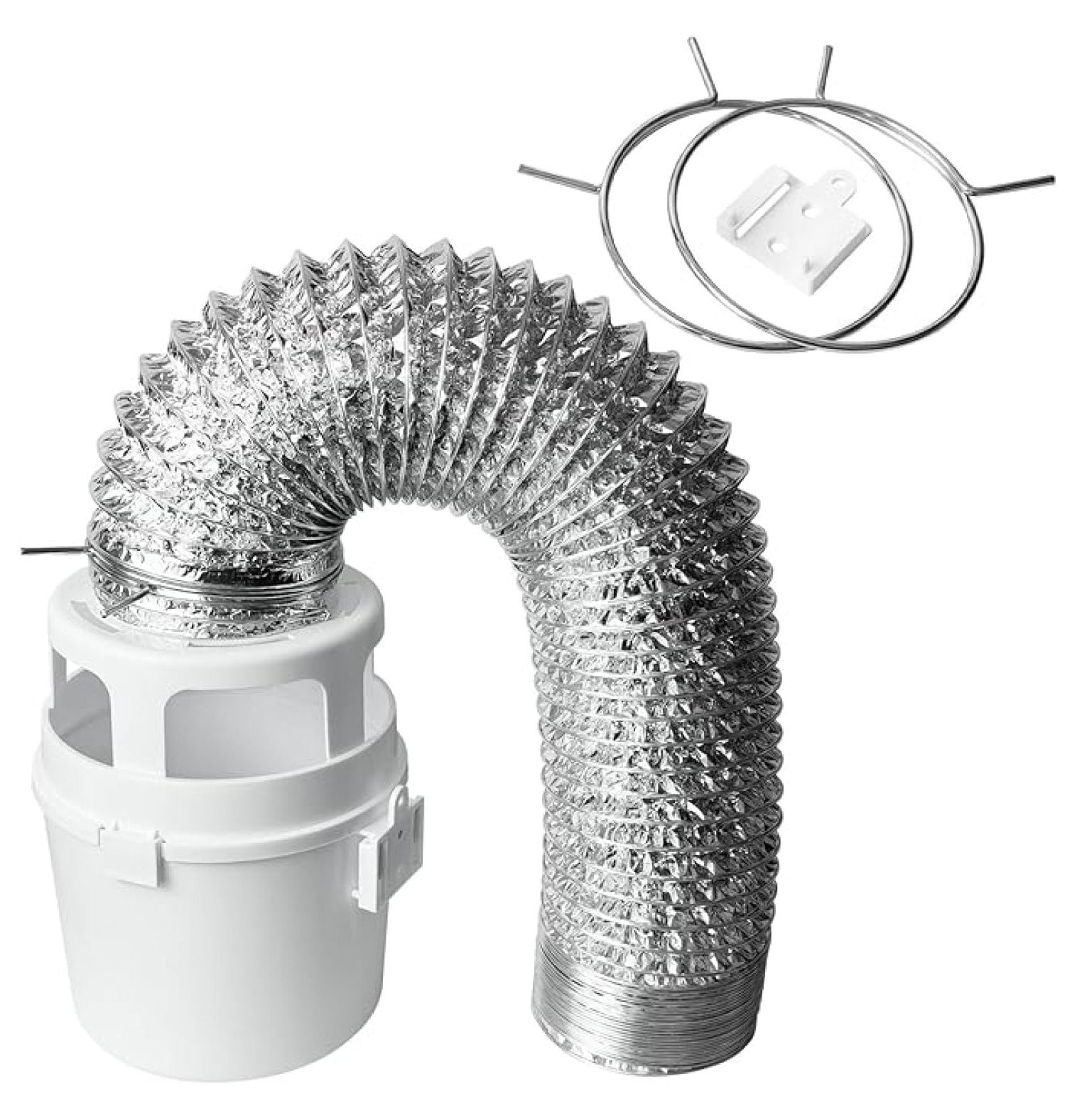 211 Dryer Lint Trap Indoor Dryer Vent Kit Filter Bucket with 4 Inch by 5 Feet Proflex Ducting Hose