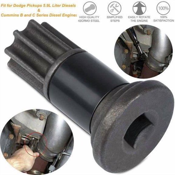 21145 Barring Tool Compatible with Dodge Ram 5.9L Cummins Diesel, 1/2 Square Drive, Engages Flywheel Ring Gear, 1 Tool