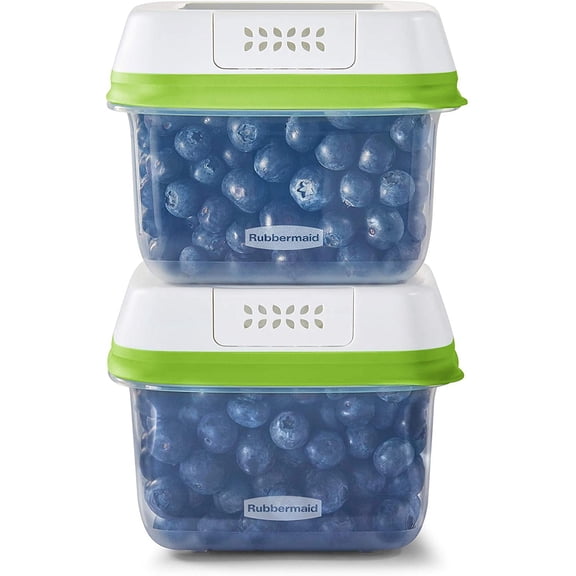 2114738 FreshWorks Saver, Medium Short Produce Storage Containers, 2-P, 4.6 Cup, Clear