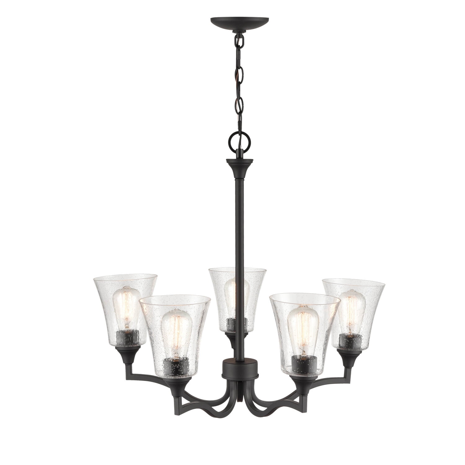 Caily 26" Matte Black Metal 5-Light Chandelier