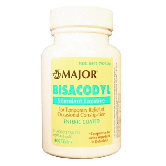 211MJRX MAJOR BISACODYL STIM LAXATIVE EC BISACODYL-5 MG Orange 1000 TABLETS UPC 309047927807 (PACK of 4)