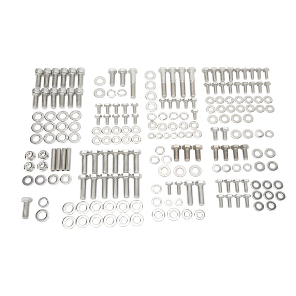 211Pcs Engine Hex Bolt Kit Stainless Steel Hardware Set Fits Small Block SBC 265 283 305 327 350 400 13 In x 11 In x 9 In / 33 cm x 28 cm x 23 cm