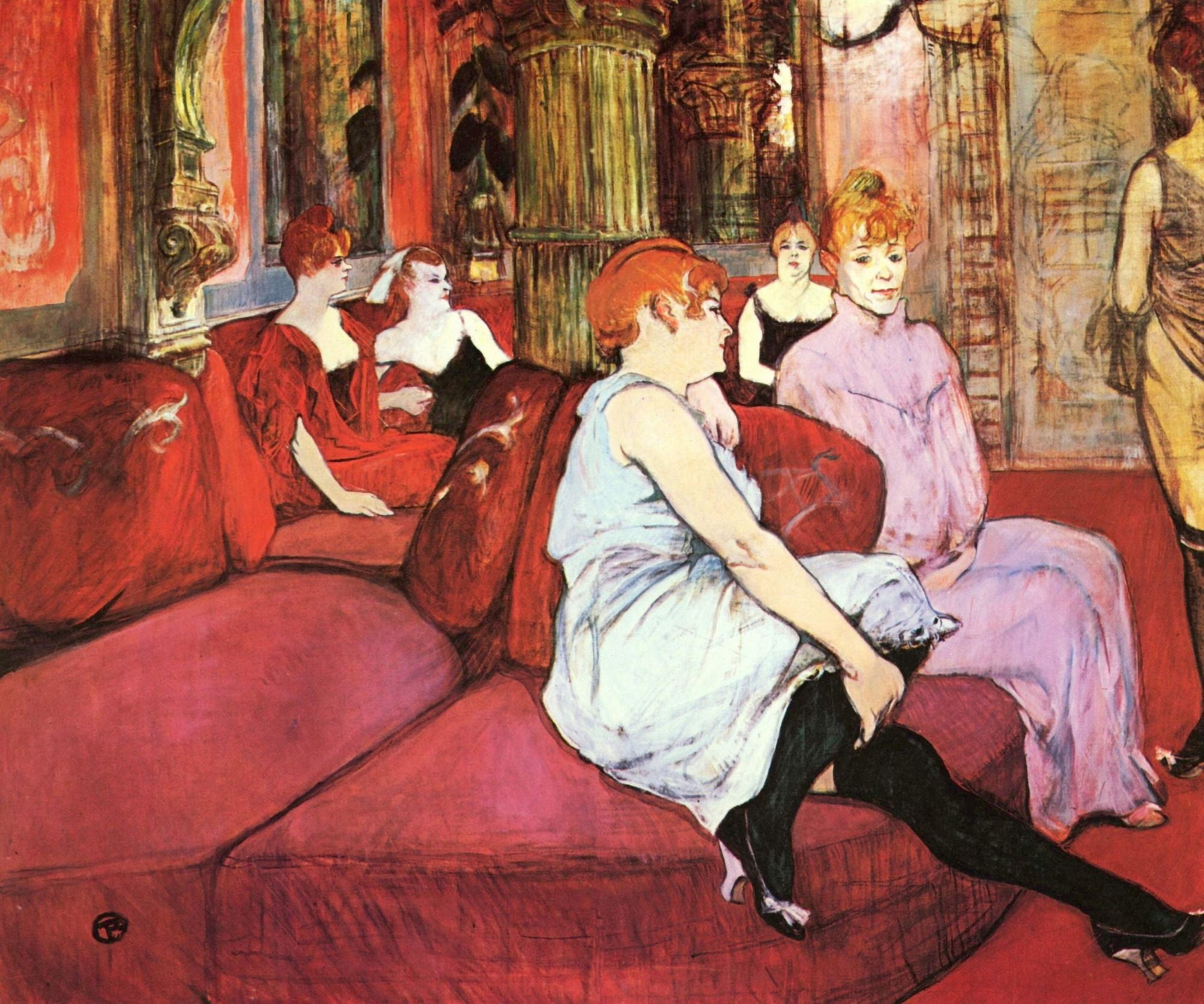 Ôø?n Salonul de pe Rue des Moulins 1894 Canvas Art - H de Toulouse-Lautrec (18 x 24)