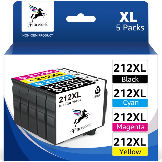 212XL Ink Cartridges for Epson XP4105/WF2830/XP4100/WF2850 (5Pack