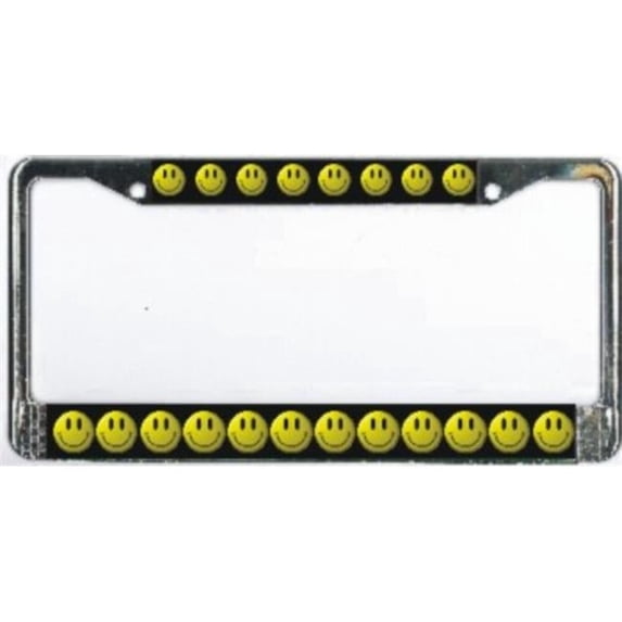 212 Main 038-1015-00 Smiley Face on Black Photo License Plate Frame, Free Screw Caps