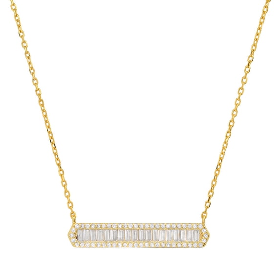 Kylie Harper 14k Gold Over Silver Baguette-cut Cubic Zirconia CZ Bar Necklace