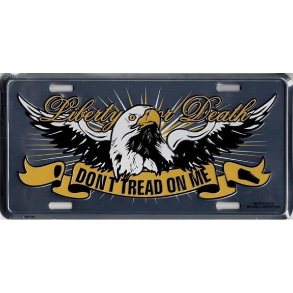212 Main 10H-1042 6 x 12 in. Liberty or Death with Eagle Metal License Plate
