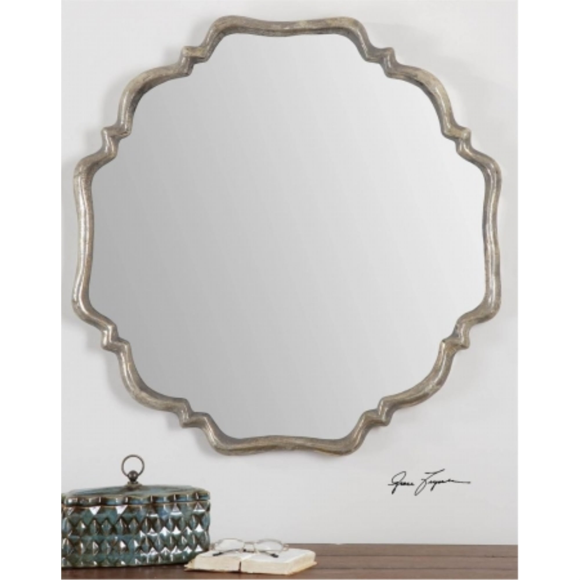 Quatrefoil Silver Wall Mount Accent Mirror