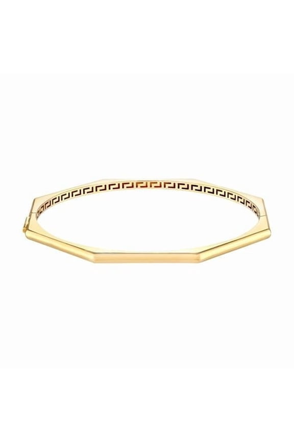 UBS014023818-14Y 14K Yellow Gold Geometric Octagon Bangle Bracelet with Hinge Box Lock Closure