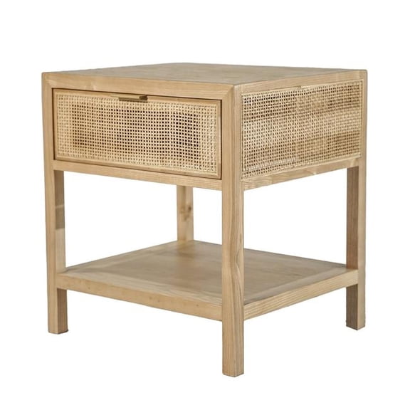 212 Main 21 x 20 x 18 in. Cane Rattan Side Table, Natural Beige