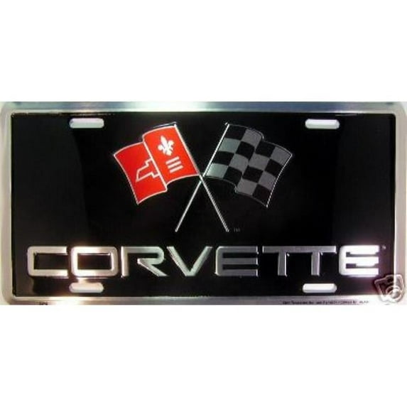 212 Main 2342 6 x 12 in. Corvette Racing Flag Logo License Plate