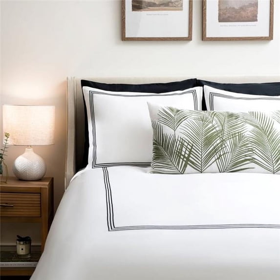 212 Main AH-HOTBL-78 Aura Home Black Embroidered Hotel Duvet Set, King Size