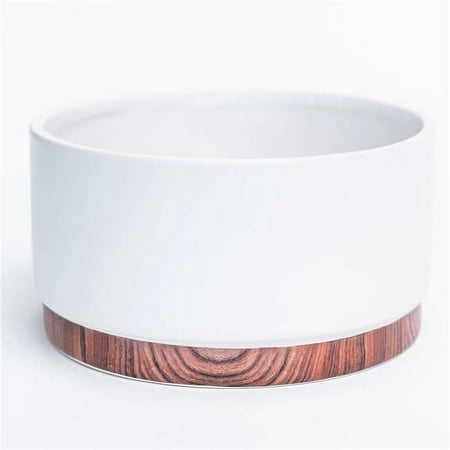 212 Main AI-CE12-147 Matte White with Woodgrain Effect Base Planter