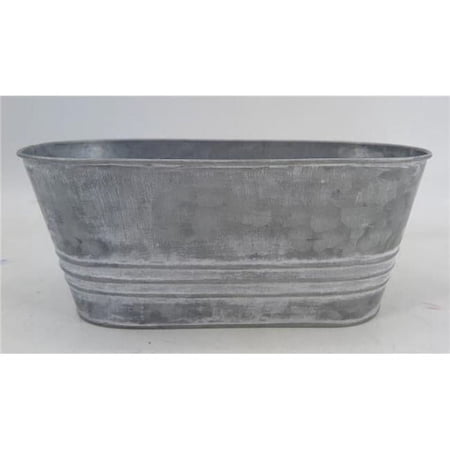 212 Main AI-GA3405-164 White Washed Ribbed Metal Planter