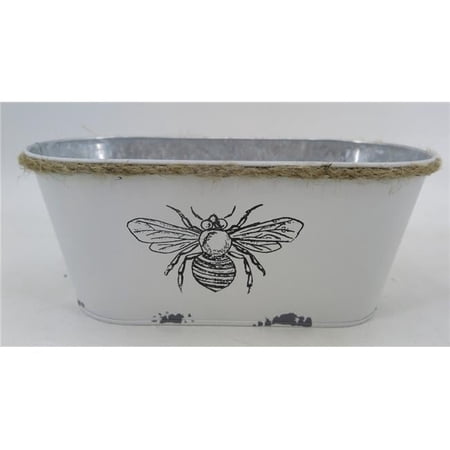 212 Main AI-GA3405-420 White Metal with Bee Design Planter