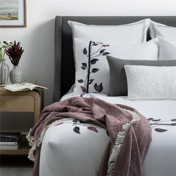 212 Main AH-IVY-78 Aura Home Ivy Hotel Duvet Set, White & Gray - King Size