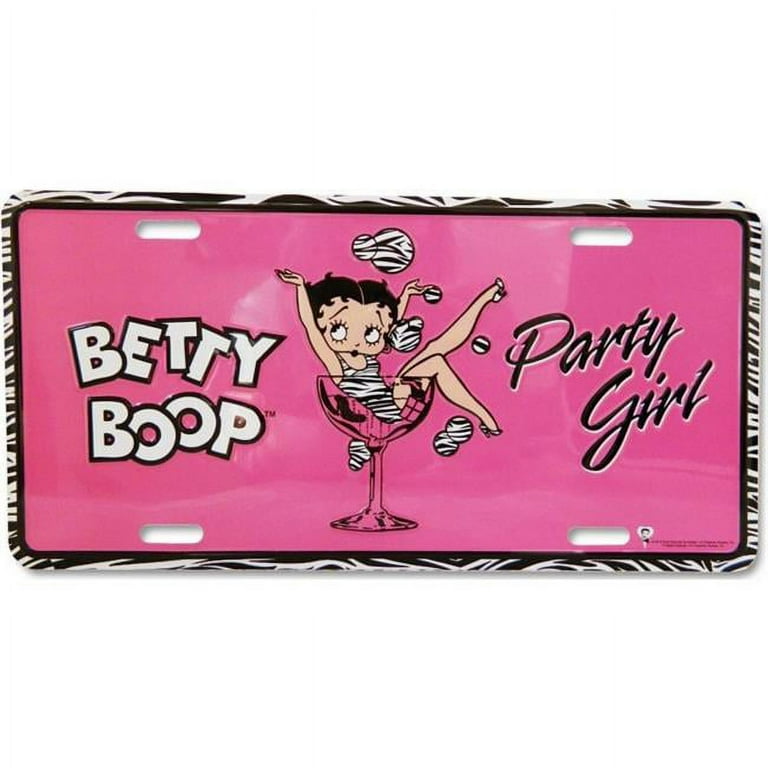 212 Main BB5786 6 x 12 in. Betty Boop Party Girl Metal License Plate
