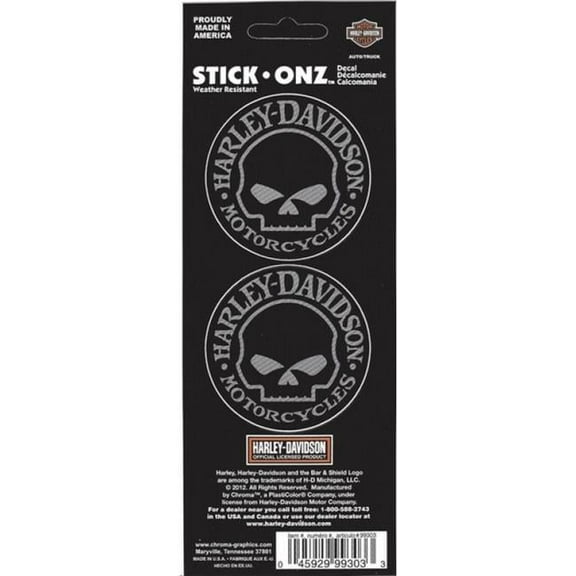Chroma C99303 2 in. Harley Davidson Willie G. Skull Decals