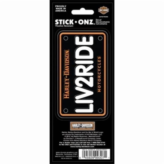 212 Main C99307 4.75 x 2.75 in. Harley-Davidson Live 2 Ride Tag Look Stick Onz Decal