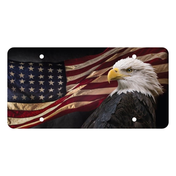 212 Main CA70202 6 x 12 in. American Flag & Eagle Unbreakable Plastic License Plate