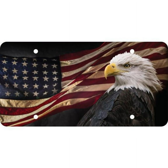 212 Main CA70202 6 x 12 in. American Flag & Eagle Unbreakable Plastic License Plate