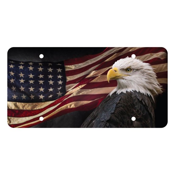 212 Main CA70202 6 x 12 in. American Flag & Eagle Unbreakable Plastic License Plate