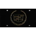 thumbnail image 1 of 212 Main CAD-BL-LS 6 x 12 in. Cadillac Gold Logo on Black Laser License Plate, 1 of 1