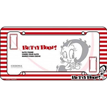 Betty Boop Red Stripes Plastic License Plate Frame