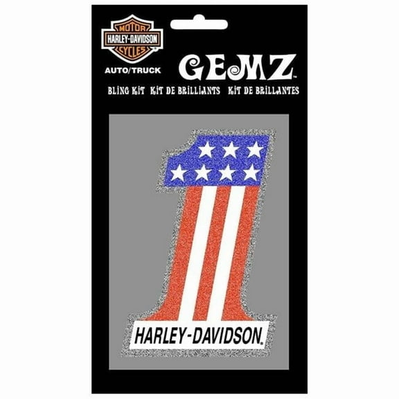 Chroma CG43001 3 x 2 in. Harley-Davidson No.1 American Flag Bling Decal