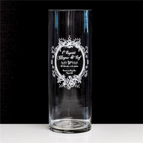 212 Main  Clear with White Printed Design Vase