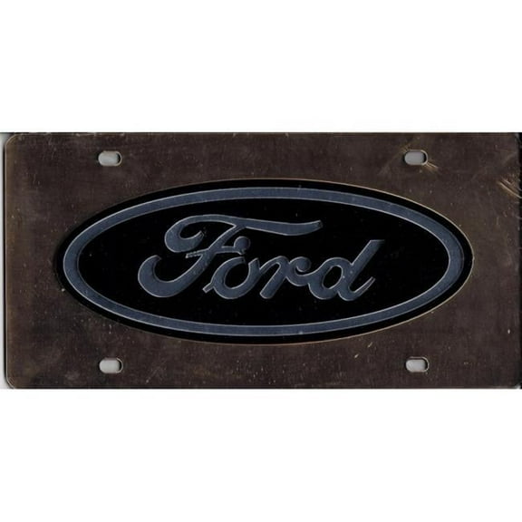 212 Main FORDBOGLS-2 6 x 12 in. Ford Logo Black on Gold Laser License Plate