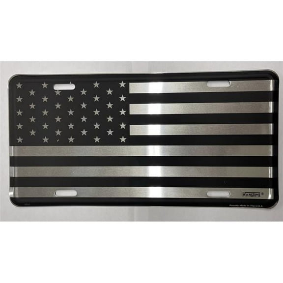 United States Flat Black Flag Metal License Plate
