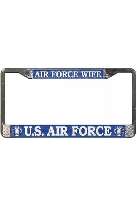 LFAF11 U.S. Air Force Wife Chrome License Plate Frame, Free Screw Caps