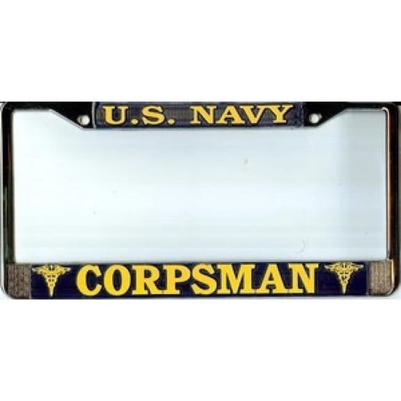 U.S. Navy Corpsman License Plate Frame Free Screw Caps Included