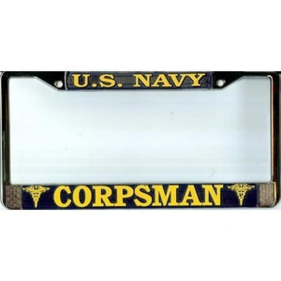 U.S. Navy Corpsman License Plate Frame Free Screw Caps Included